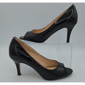 Cole Haan Black Patent Leather Peep Toe Pumps Slip On Heels size 6